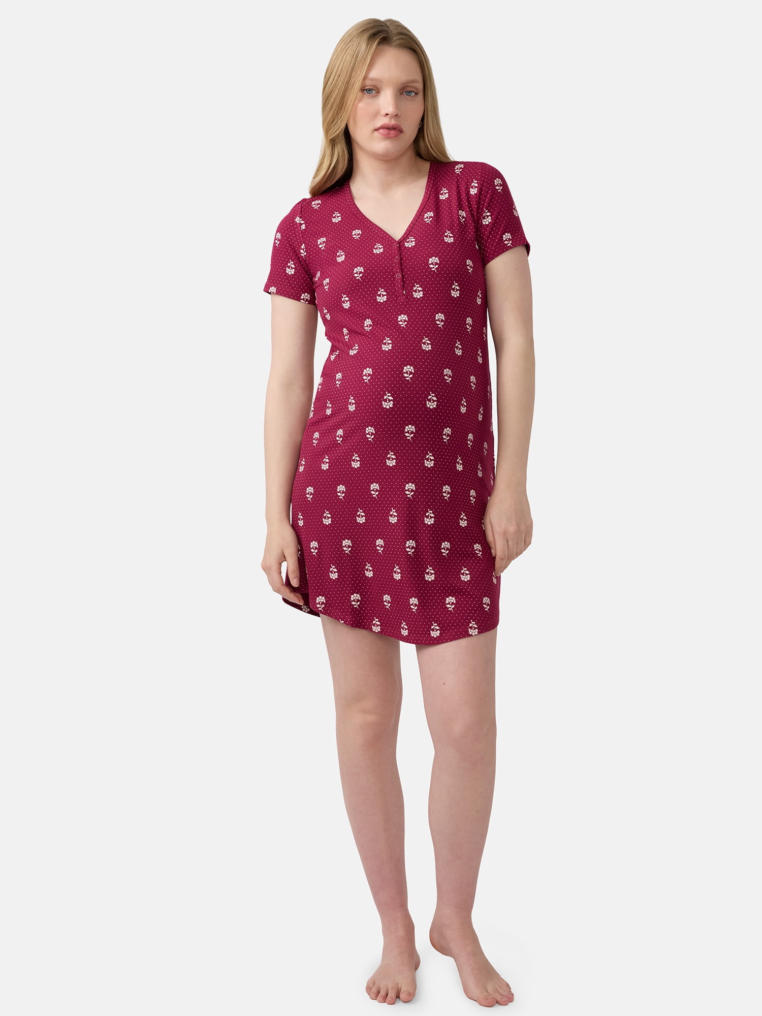 Ingrid & Isabel For Every Belly Women's Maternity Ribbed Henley T-Shirt Dress, Sizes S-XXXL