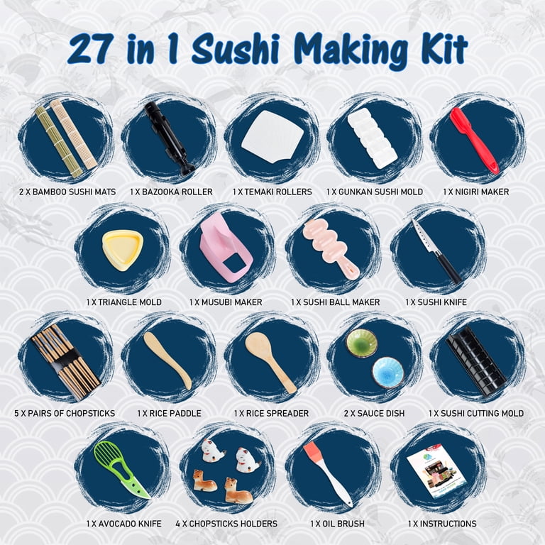 Moules Onigiri DIY VicBou Kit Sushi Maison - Machine à Sushis, Rouleau Bambou, Moules, Pour Débutants, DIY Facile Moule Sushi