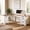 White+Brown, variant on Easoger 67" Farmhouse L Shaped Desk with Drawers & Charging Station, Lockable File Cabinet, Wood Executive Computer Desk for Home Office Study, Grey
