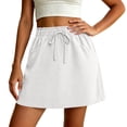 thumbnail image 4 of Miluxas Women's Athletic Mini Skirt Elastic Waist Drawstring Casual A Line Short Skirt with Pockets Lightweight Golf Tennis Skirt for Summer Wear White, 4 of 7