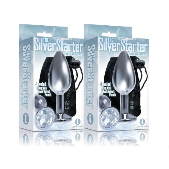 Icon Brands Silver Starters Plug Anal en Acier Inoxydable Orné de Bijoux (Lot de 2) avec les 9