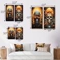 thumbnail image 4 of Designart "Funky Halloween Smiling Full Moon Skull I" Skull Framed Wall Art Set Of 2 - Modern Orange Gallery Wall Frame Set For Home Decor, 4 of 6