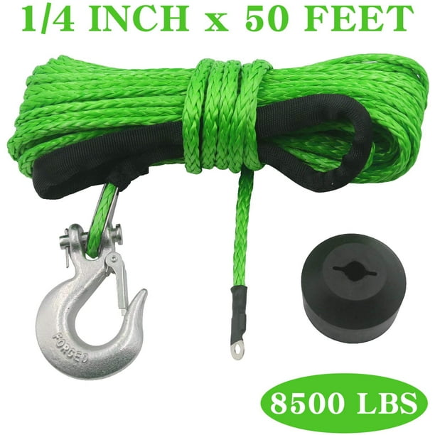 TYT 1/4 x 50' Synthetic Winch Rope Kit, 8500LBs Synthetic Winch