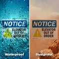 thumbnail image 5 of (2 Pack) Elevator Out Of Order OSHA Notice Sign 14 Inch X 10 Inch Vinyl Label Decal Sticker Weather Resistant, UV Protected for Workplace, Business, and Construction Site, Made in the, 5 of 7