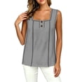 thumbnail image 4 of Neewe Summer Tank Tops for Women Pleated Square Neck Sleeveless Strap Shirts Casual Loose Fit Trendy Blouses, 4 of 8