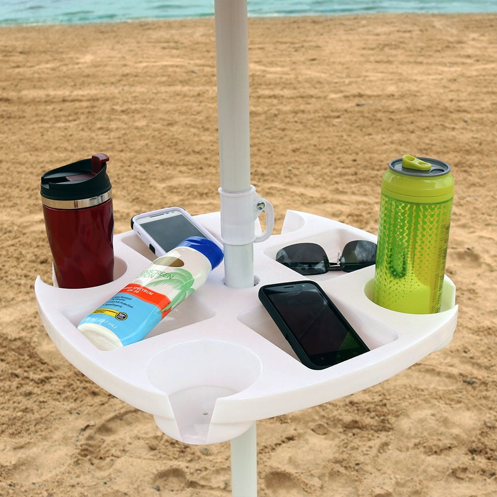 Sunnydaze Beach Umbrella Drink Snack Holder Table Accessory for Picnic