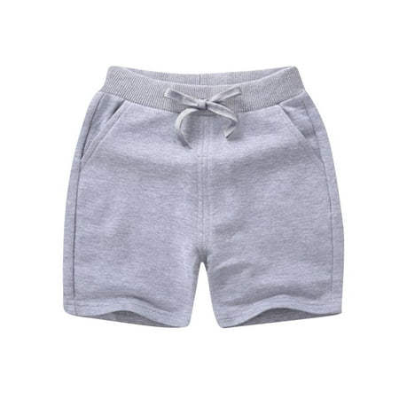 LNWUY Kids Summer Solid Color With Pockets Casual Pants Loose Breathable Elastic Waist Shorts Children s Summer Sports Shorts Gray 3 Years
