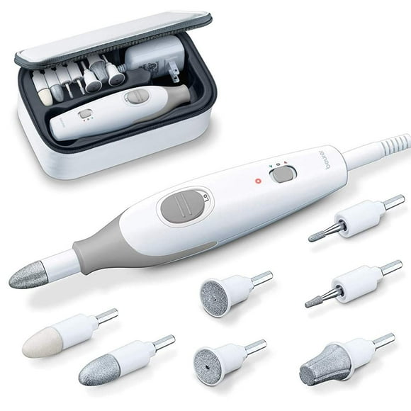 Beurer MP32 Perceuse Électrique pour Ongles avec 7 Accessoires, Ensemble Manucure/pédicure avec 2 Niveaux de Vitesse et Double Rotation pour des Soins des Ongles de Qualité Salon à la Maison, Incluant Étui de Rangement