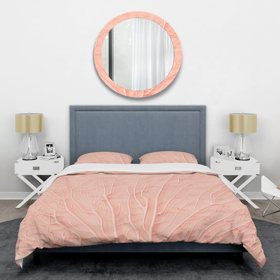 Designart 'Living Coral Pink' Mid-Century Modern Duvet Cover Set