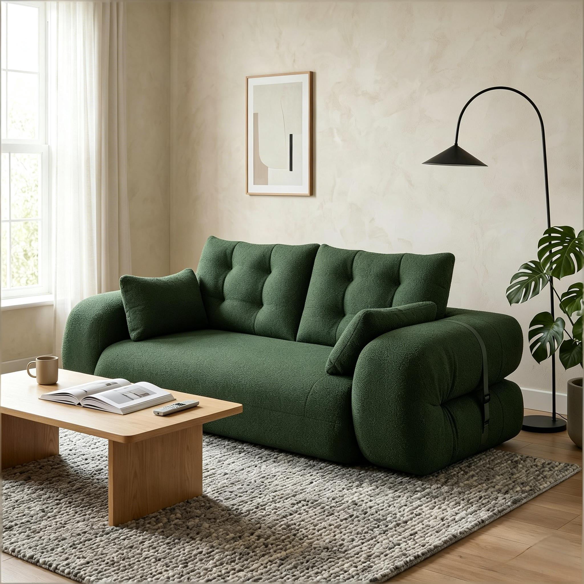 Howcool Foldable Human Dog Bed Lazy Sofa Couch 78.7", 3-in-1 Teddy Fabric Sleeper Sofa for Living Room Playroom