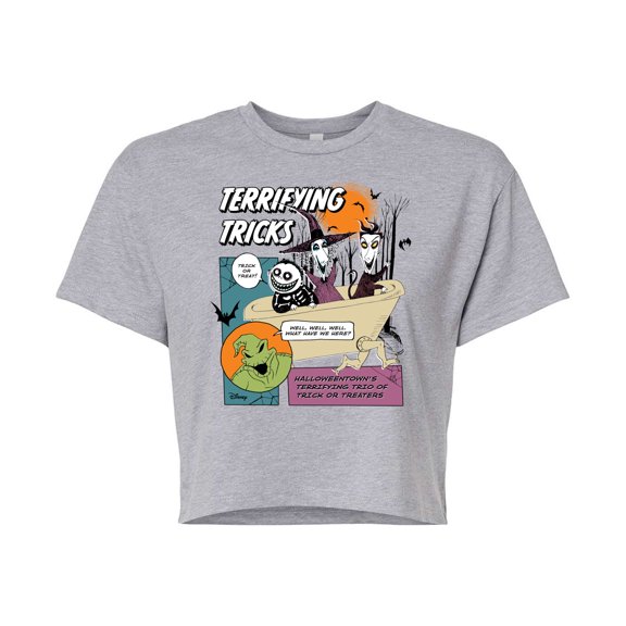Disney - The Nightmare Before Christmas - Terrifying Tricks TRIO - Juniors Cropped Cotton Blend T-Shirt