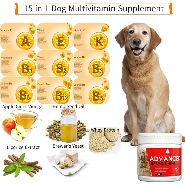 15 in 1 Dog Multivitamins and Supplements Dog Hip and Joint Supplement Dog Calming Treats Immune Boost Skin Health and Dog Pain Relief Promote
