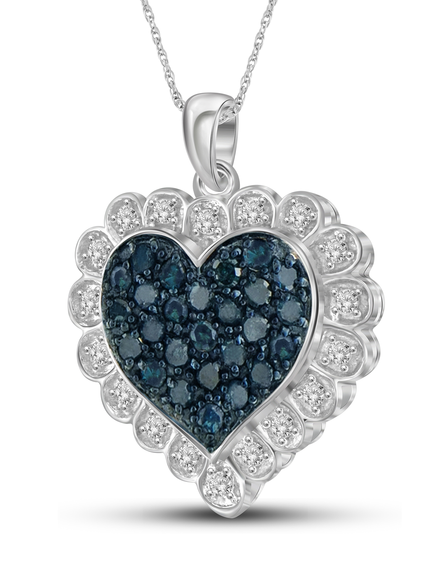 JewelersClub 1/2 CT Blue And White Diamond Sterling Silver Pendant