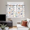 thumbnail image 5 of Botanical Flower Kitchen Curtains Short 54 Inch Length, Country Farm Butterfly Spring Plant Grommet Top Bedroom Living Room Curtains, Light Filtering Cafe Curtain Drapes 2 Panels Set 84''x54'', 5 of 9