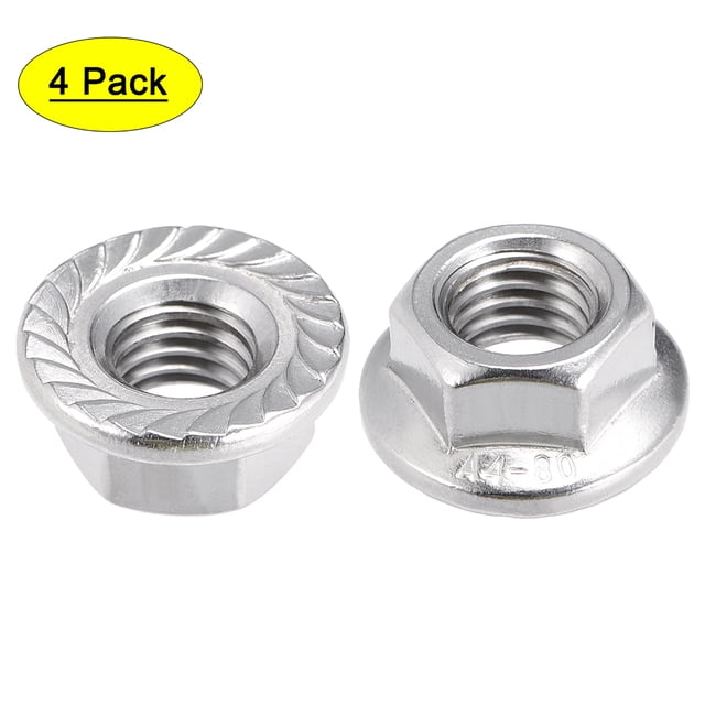 Unique Bargains Écrous à Bride Dentelée M10, Acier Inoxydable 316, 4 Pcs