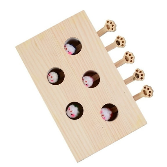 Cat Toys Interactive for Indoor Cats Solid Wood Cats Whack-a-mole Box Toy