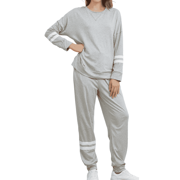 WQD Womens 2 Piece Loungewear Set Long Sleeve Pullover Top and Jogger Pants Tracksuit Pajama Sweatsuit Casual Lounge Outfits with Pockets for Fall Winter (Available in Plus Size)