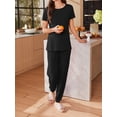 thumbnail image 2 of Avidlove Women Pajamas Set Short Sleeve Pjs Tops with Jogger Pants Loungwear 2 Piece Black Sleepwear with Pockets, 2 of 7