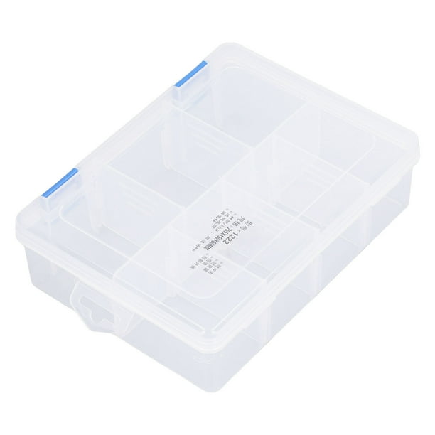 Organizador de piezas pequeñas, caja de almacenamiento transparente de 7 rejillas, contenedor de almacenamiento de compartimentos de plástico PP con divisor extraíble