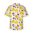 thumbnail image 4 of Xecao Strawberry Lemon print Hawaiian shirt - a stylish short-sleeve button-down for men, perfect for casual beach and tropical outings., 4 of 9