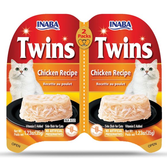INABA Twins Cups for Cats – Chicken Recipe, Vitamin E Added, 2 Cups (2 x 35g), 70g Total