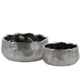 thumbnail image 1 of Urban Trends Collection 42903 Ceramic Irregularly Round Pot, Pimpled & Polished Chrome Finish - Silver, Set of 2, 1 of 1
