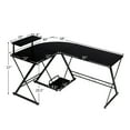 thumbnail image 4 of Topbuy L-Shaped Corner Desk Computer Gaming Table with Monitor Stand &Host Tray Black, 4 of 5