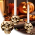 thumbnail image 2 of (2 Pack) Halloween Skeleton Candlestick 3 Piece Set Decorative Resin Sculpture for Home Desktop Ornament Creating a Festive Atmosphere, 2 of 6