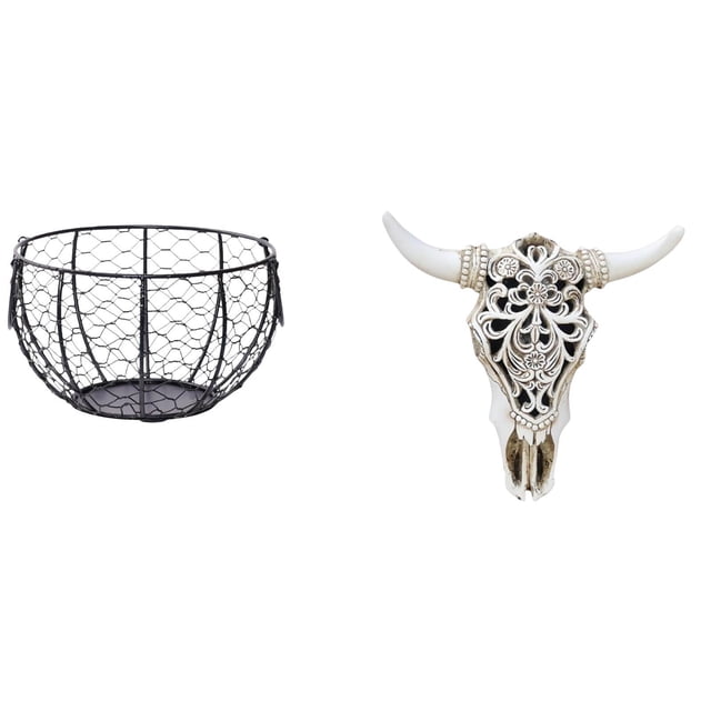 Cesta de alambre para guardar huevos, cesta tejida de alambre de hierro, cesta rústica para frutas y verduras con cabeza de , adorno decorativo de