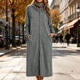 thumbnail image 2 of Women Hooded Zipper Robe Plus Size Zipper Front Housecoat with Pockets Zip Up Loungewear Long Bathrobe Gray XL(XL), 2 of 8