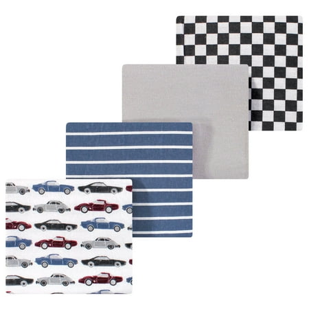 Luvable Friends Hudson Baby Flannel Receiving Blankets 4pk, Classic Cars