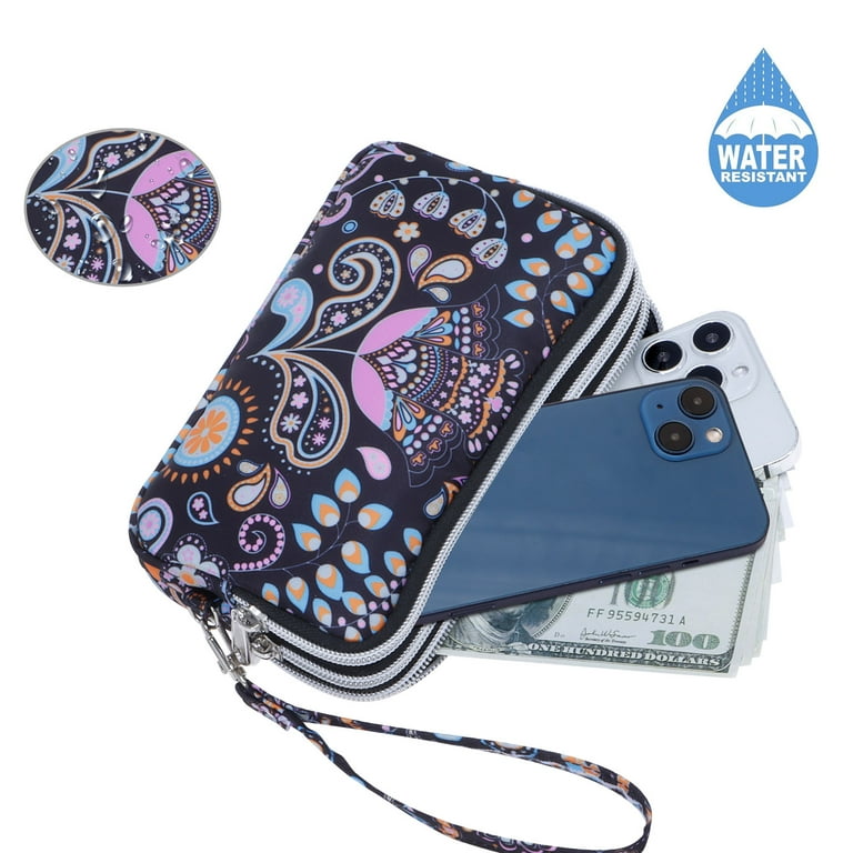 HAWEE Paisley Wristlet Wallet, 3 Zipper Coin Pouch photo 6