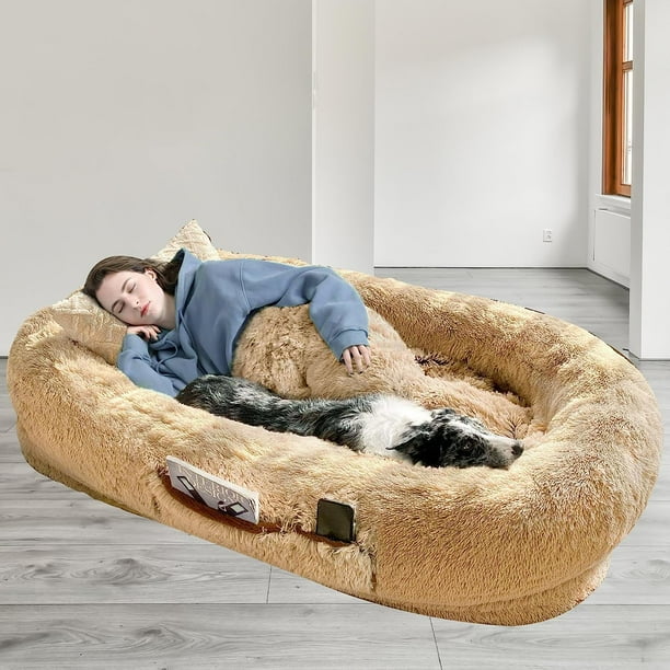 OrganaBark Human Dog Bed for Oversized Pets and Humans, Washable Faux