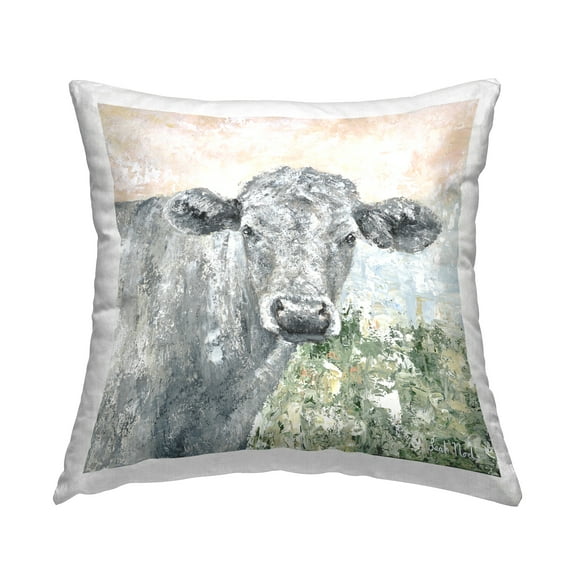 Stupell Industries Cattle Calf Abstraction Decorative Printed Throw Pillow, 18 x 18