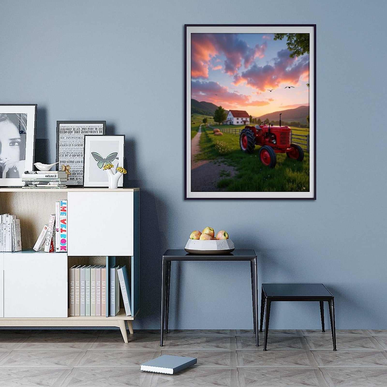 Diamond Art Kits for Adults - 5d Sunset Farm Red Tractor Fields Diamond Painting for Adults, Diamond Art for Adults Beginners, Diamond Painting Kits for Adults for Home Wall Decor
