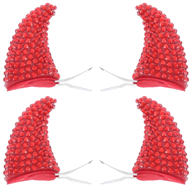 4 PCS Halloween Diablo Cuerno Diezera Rojo Horquilla Cuerno Cuerno Tocado Player Clips