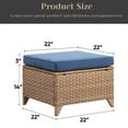 thumbnail image 4 of Gymojoy All Weather Outdoor PE Wicker Ottoman Set of 2, Extra Large Patio Footstool Footrest with Thick Blue Cushions, 4 of 6