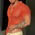 thumbnail image 3 of INCERUN Mens Mesh Hollow Out Short Sleeve Lapel Neck Shirt Summer Casual Tops, 3 of 6