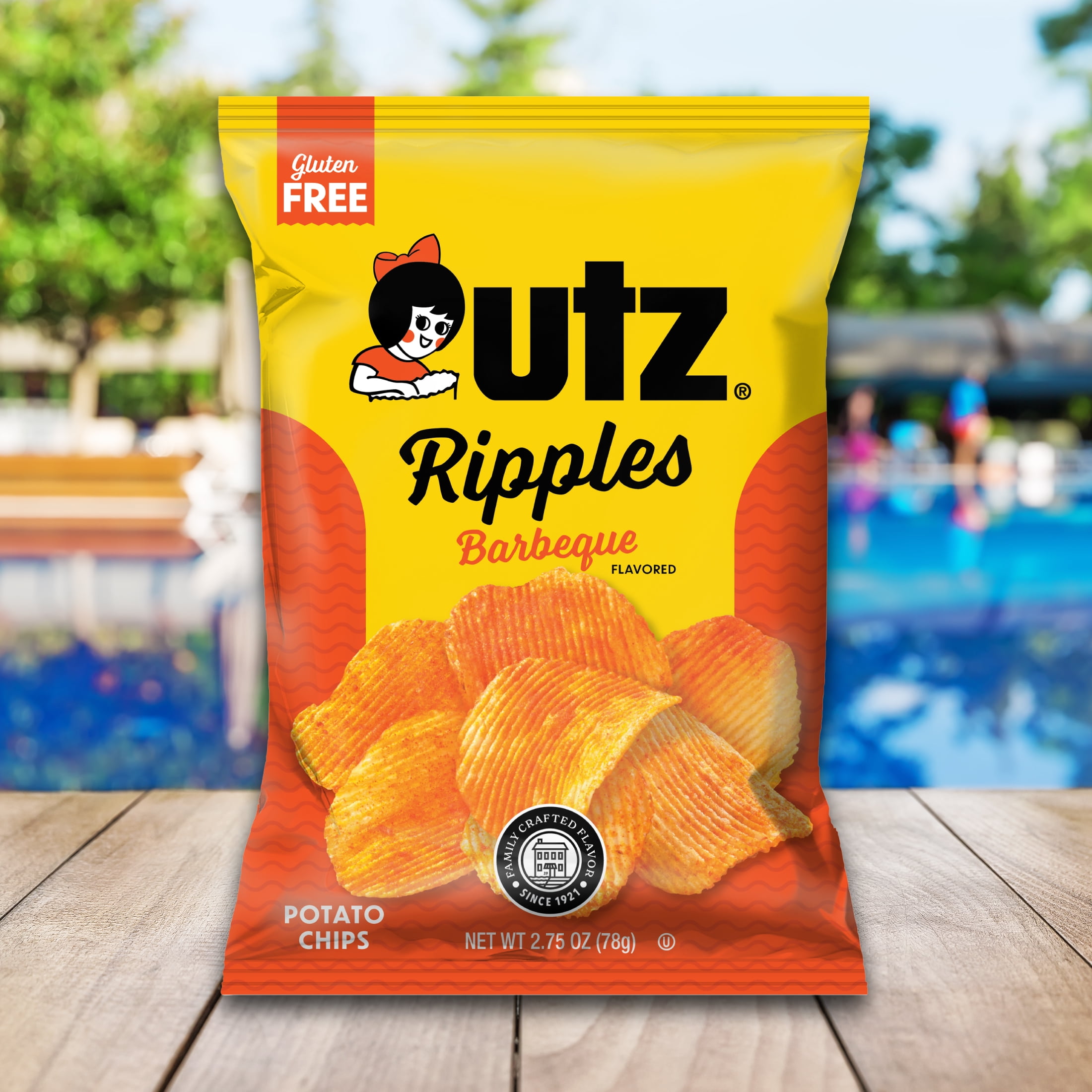 Utz Barbeque Ripples Potato Chips, Gluten-Free, 2.75 oz Bag