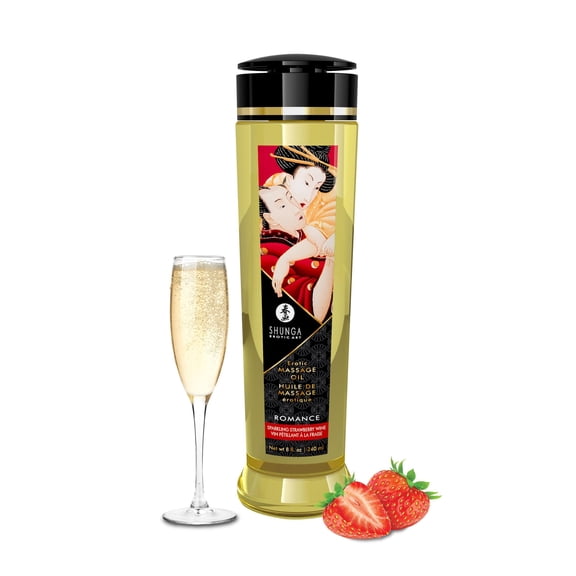 Shunga Erotic Massage Oil Romance-Sparkling Strawberry Wine 8.5oz