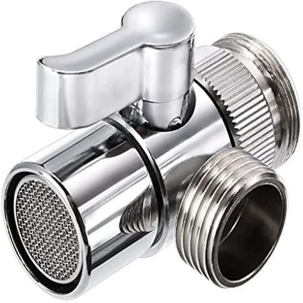 Divisor de grifo desviador de válvula de fregadero de latón cromado pulido para cocina, cabezal de ducha de mano o grifo de lavabo de baño Pieza de repuesto Grifo a manguera Adap. Afortunado Sencillez