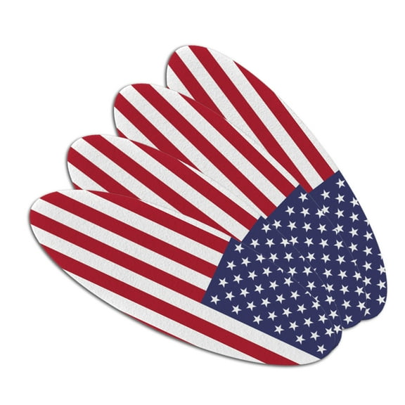 Reversed USA American Flag Red White Blue Military Double-Sided Oval Nail File Emery Board Set 4 Pack