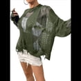 thumbnail image 2 of Suéter de Crochet Calado para Mujer, Top de Larga de Punto Roto, Ropa Gótica para Conciertos Verde L, 2 of 9