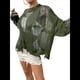 thumbnail image 2 of Suéter de Crochet Calado para Mujer, Top de Larga de Punto Roto, Ropa Gótica para Conciertos Verde S, 2 of 9