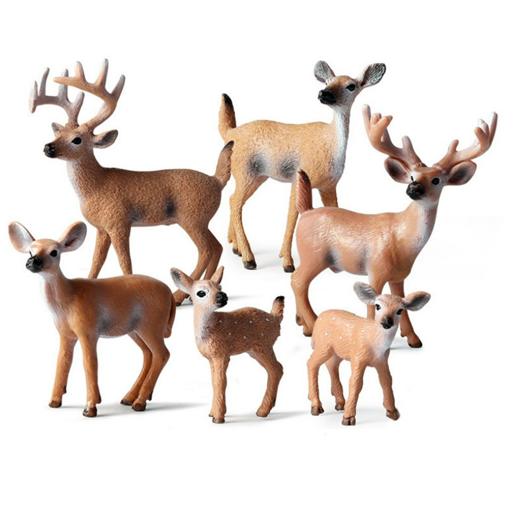 SANWOOD Deer Model 6Pcs/Set Simulation Whitetailed Deer Animal Model