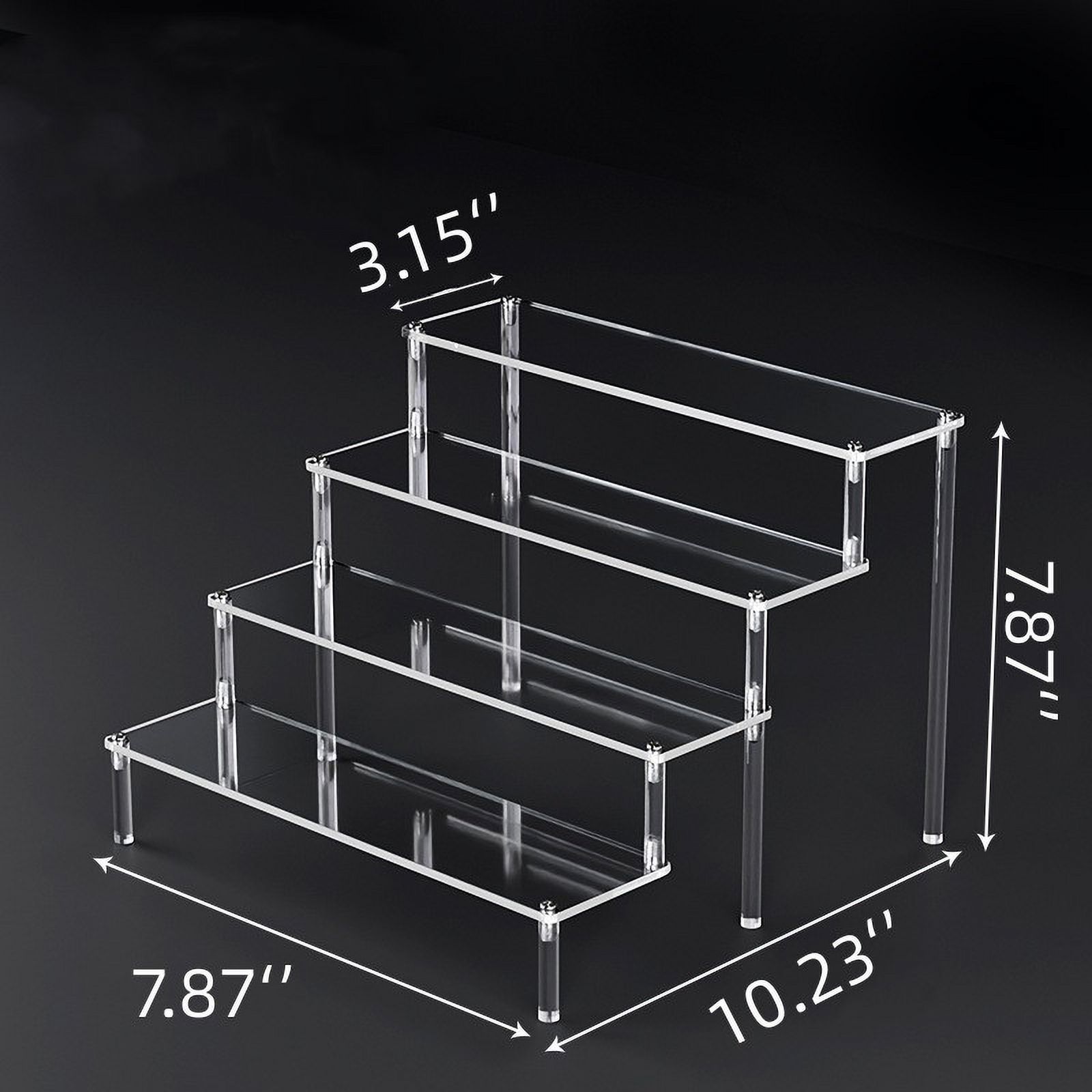Acrylic Risers Display Stands, Clear Shelf 4 Tier Display Stand Steps for Food Desserts Stand Lotion Holder, Cupcake Stand Small Mini Display Stand for Organizer and Decoration (Clear,8''X8''X10'')