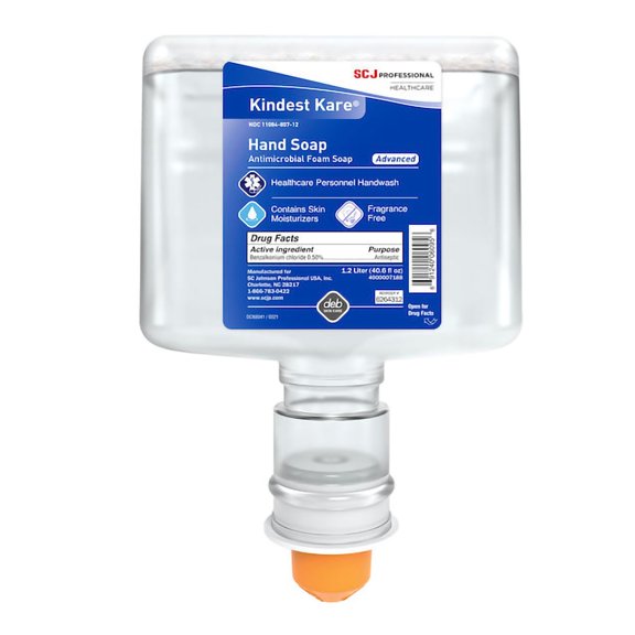 Kindest Kare Advanced Foaming Antimicrobial Soap Dispenser Refill Bottle Unscented 1,200 mL 6264312 3 Ct