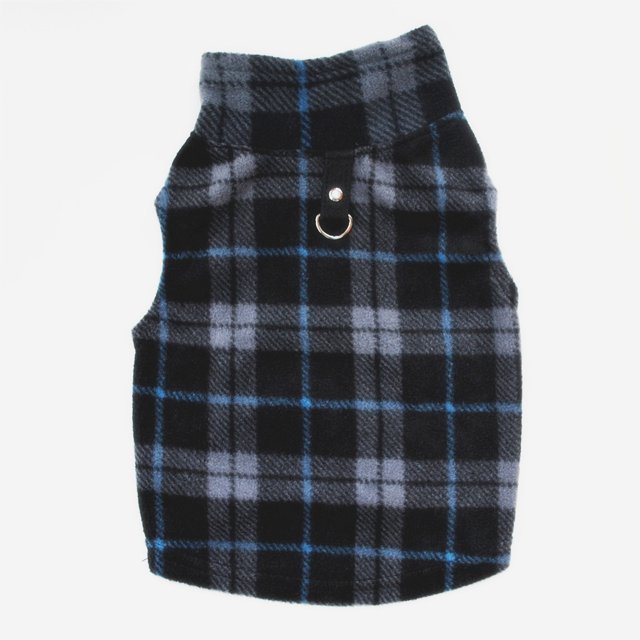 Chaleco de forro polar para mascotas, chaqueta cálida de invierno para perros, suéter para cachorros (rejilla gris negra L) Tmvgtek Para estrenar
