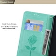 thumbnail image 4 of Galaxy S22 Wallet Case, 3D Emboss Rose Flower PU Leather Case Card Slots Flip Folio Kickstand Soft TPU Protective Women Cover for Samsung Galaxy S22 5G 6.1 inch 2022,Green, 4 of 7