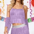 thumbnail image 3 of Latin Dance Sequin Fringe Crop Camisole Tops for Women Spaghetti Strap Sparkly Sequins Tassel Cami Tank Tops Belly Dance Top, 3 of 5
